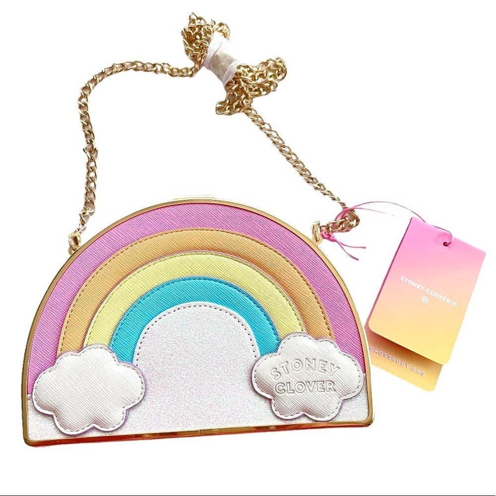 Stoney Clover Lane Target Rainbow crossbody purse bag good tone chain